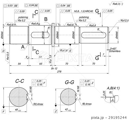 Expanded shaft sketch with chamfers and polishing Expanded shaft sketch with chamfers and polishing 29195244