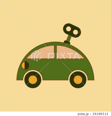 flat icon on background Kids toy car with key 29196513