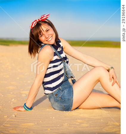Portrait of the beautiful teen girl near the sea 29196644