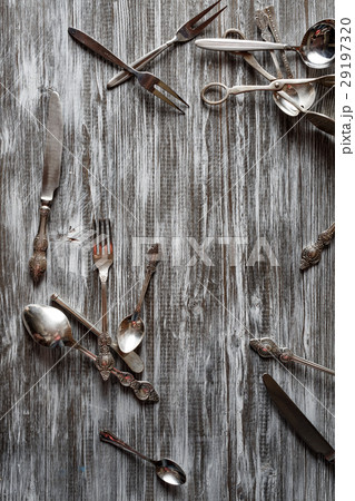 Rustic vintage set of cutlery knife, spoon, fork 29197320