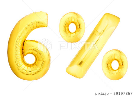 Golden six percent made of inflatable balloons Golden six percent made of inflatable balloons 29197867