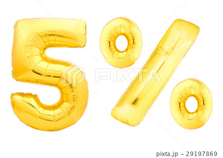 Golden five percent made of inflatable balloons Golden five percent made of inflatable balloons 29197869