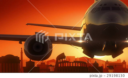 Rome Italy Airplane Take Off Skyline Golden Rome Italy Airplane Take Off Skyline Golden 29198130