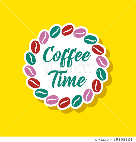 paper sticker on stylish background bean Coffee 29198131