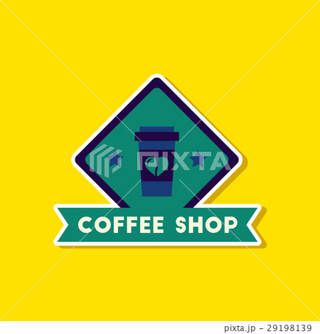 paper sticker on stylish background Coffee shop paper sticker on stylish background Coffee shop 29198139