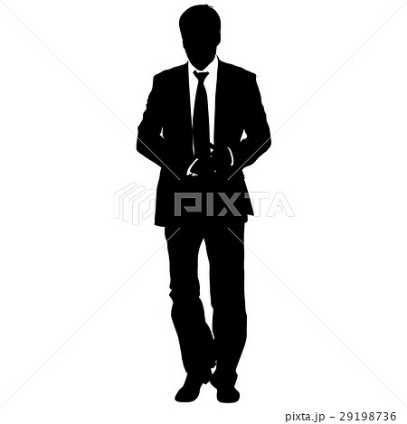 Silhouette businessman man in suit with tien Silhouette businessman man in suit with tien 29198736