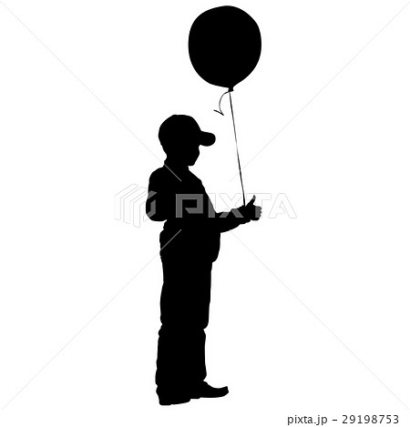 Silhouette Of Boy With Balloon のイラスト素材 [29198753] - PIXTA