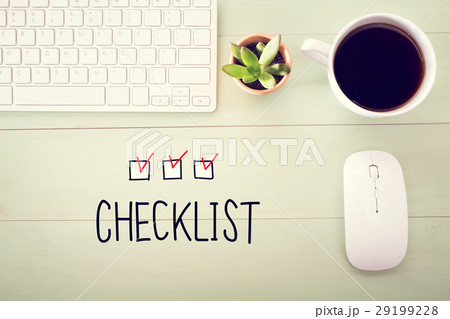Checklist concept with workstation Checklist concept with workstation 29199228
