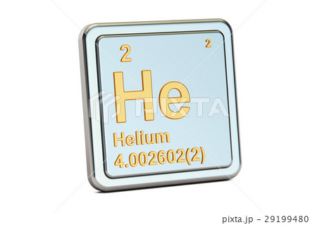 Helium He, chemical element sign. 3D rendering Helium He, chemical element sign. 3D rendering 29199480