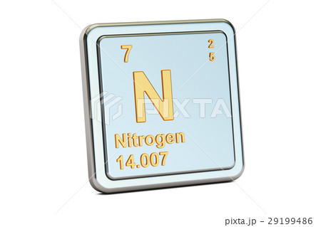 Nitrogen N, chemical element sign. 3D rendering 29199486