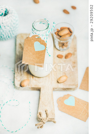 Fresh vegetarian dairy-free almond milk with copy 29209502