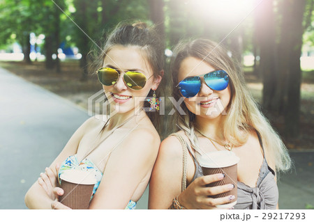Two beautiful young boho chic stylish girls 29217293
