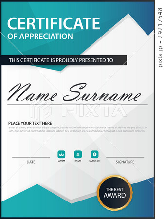 Blue polygon Elegance vertical certificate Vector 29217648