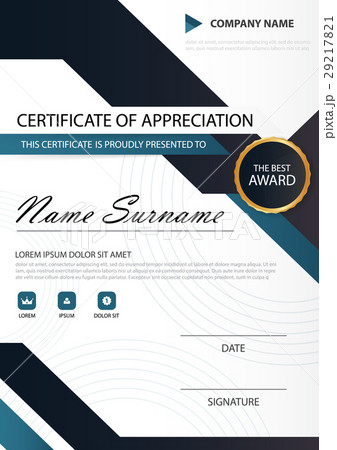 Blue black Elegance vertical certificate Vector 29217821