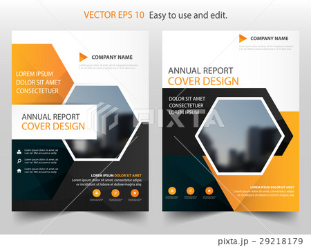 orange hexagon annual report Brochure template 29218179