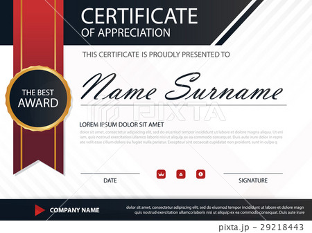 Red black Elegance horizontal certificate Vector 29218443