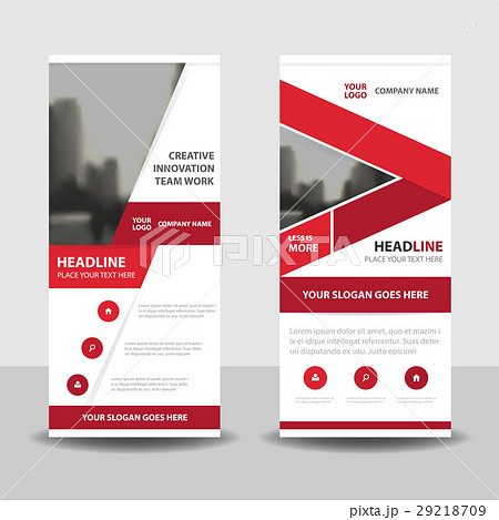 red triangle Business Roll Up Banner flat template 29218709