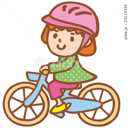自転車に乗る女の子のイラスト素材 29219394 Pixta