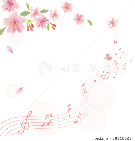 背景イラスト 桜と音符のイラスト素材