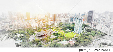 Tokyo city bird eye view mix sketch illustration 29219884