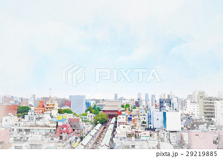 Tokyo city bird eye view mix sketch illustration 29219885