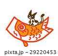 赤い鯉のぼりに乗る猫 29220453