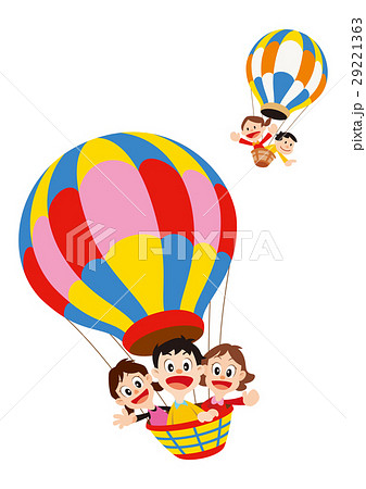 気球 家族 気球と家族 バルーン 熱気球のイラスト素材