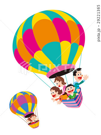 気球 家族 気球と家族 バルーン 熱気球のイラスト素材 29221365