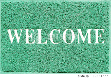 The doormat of welcome text on white background 29221777