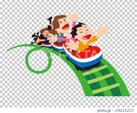 ジェットコースター 遊園地 家族 家族レジャーのイラスト素材