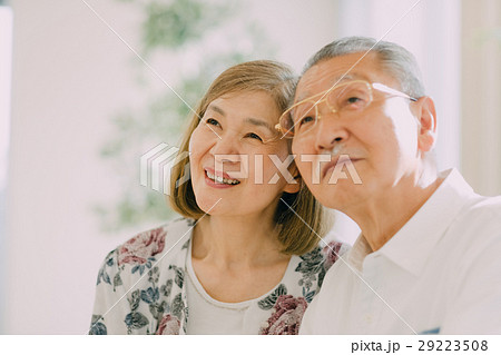遠くを見つめるシニア夫婦 29223508