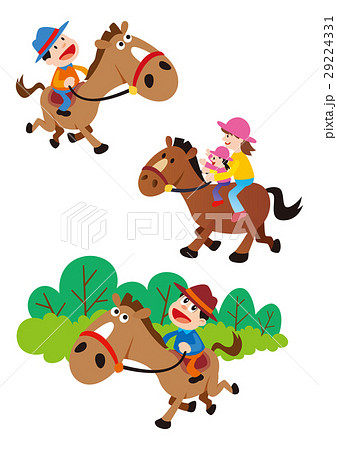 乗馬 馬 子供と乗馬 親子で乗馬 乗馬クラブのイラスト素材