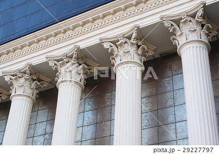Architectural white Capital columns on the facade Architectural white Capital columns on the facade 29227797