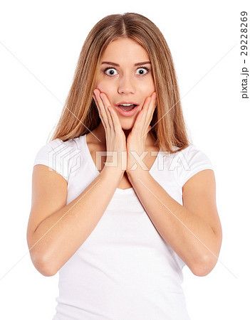 Surprised woman on a white background Surprised woman on a white background 29228269
