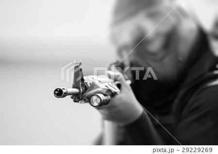 tactical police in tactical gear black and white 29229269