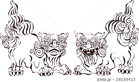 Shisa Line Drawing Stock Illustration