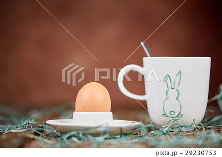 Egg in eggcup and cup of coffee for breakfast Egg in eggcup and cup of coffee for breakfast 29230753