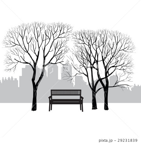 Bench city park Winter landscape City tree skyline 29231839