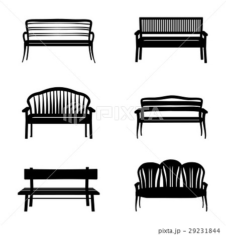 Bench sign set. Garden benches icon silhouette 29231844
