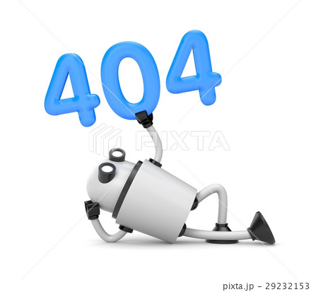 The robot rests and holding the numbers 404 29232153