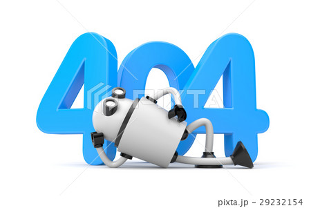 Robot rests next to the numbers 404 Robot rests next to the numbers 404 29232154