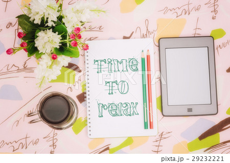 Coffee cup, notebook and ebook Coffee cup, notebook and ebook 29232221