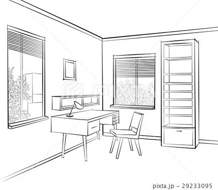 An artists simple sketch of an interior design of a dining room design  and sketch by submitter  Stock Image  Everypixel