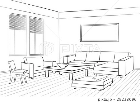 Living room interior sketch. Furniture set Living room interior sketch. Furniture set 29233096