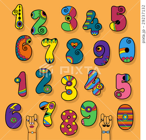 Numbers Set. Colorful Disco and Superhero Style 29237132