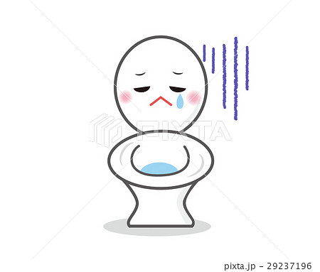 悲しい顔のトイレのキャラクターのイラスト素材