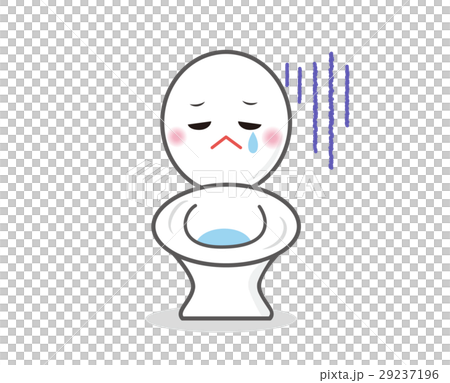 悲しい顔のトイレのキャラクターのイラスト素材