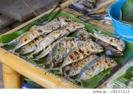 Grilled Fish On Grill. Meal. Seafood Eating. Grilled Fish On Grill. Meal. Seafood Eating. 29237212