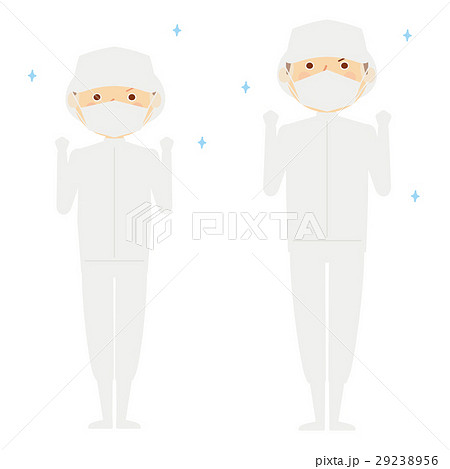 衛生服 男性 女性 全身 ペア イラストのイラスト素材