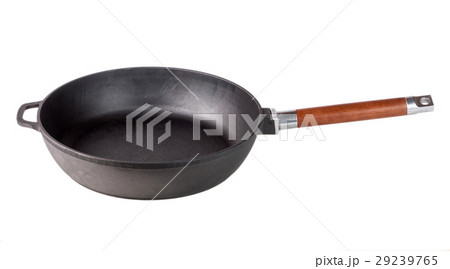 pan with a wooden removable handle isolated on 29239765